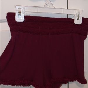 Burgundy Flowy Shorts